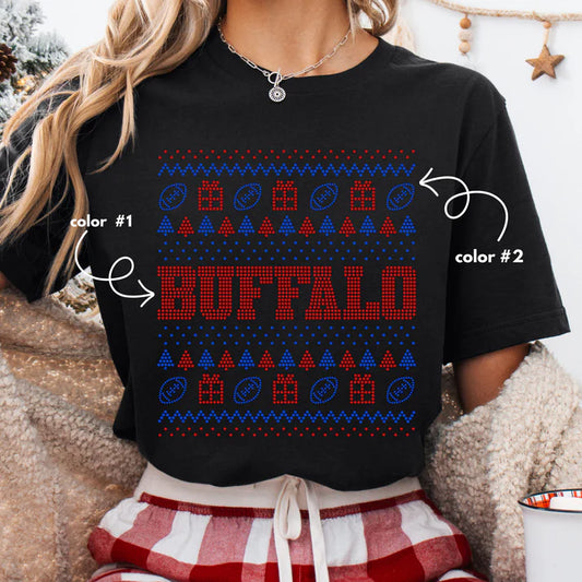 Buffalo Christmas Sweater Spangle Design