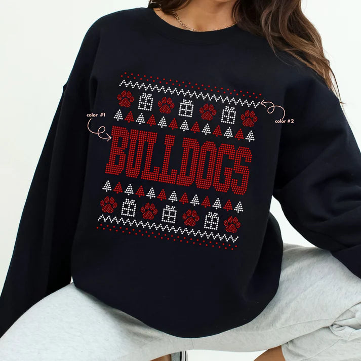 Bulldogs Christmas Sweater Spangle Design