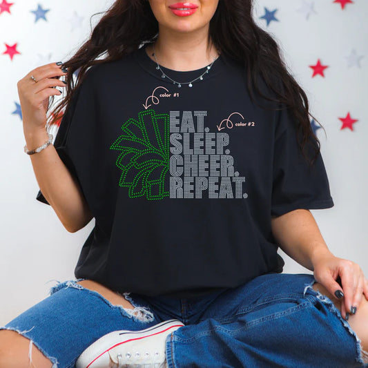 Eat. Sleep. Cheer. Repeat. Spangle Design