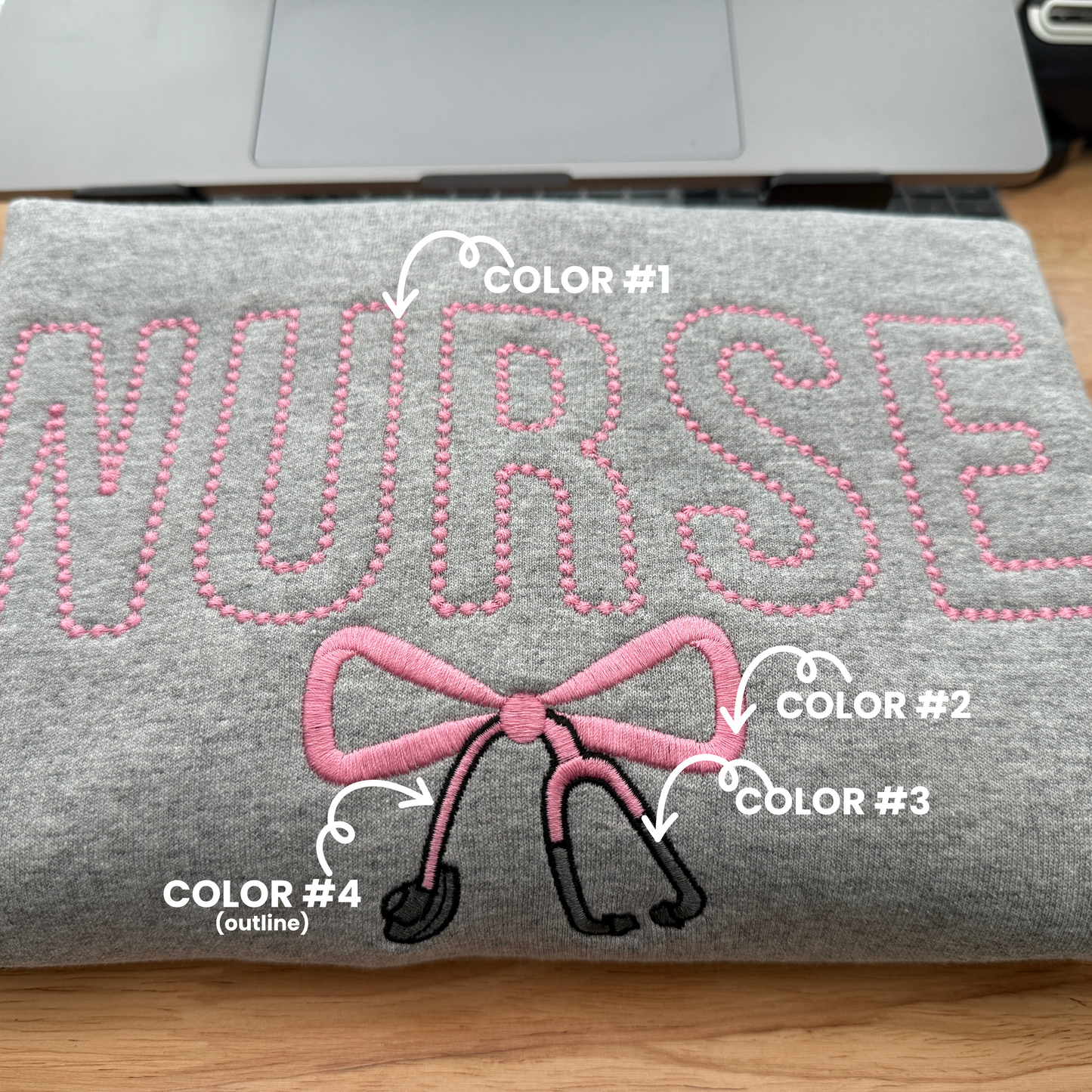 Nurse + Stethoscope Bow | Embroidery | Made-to-Order Apparel