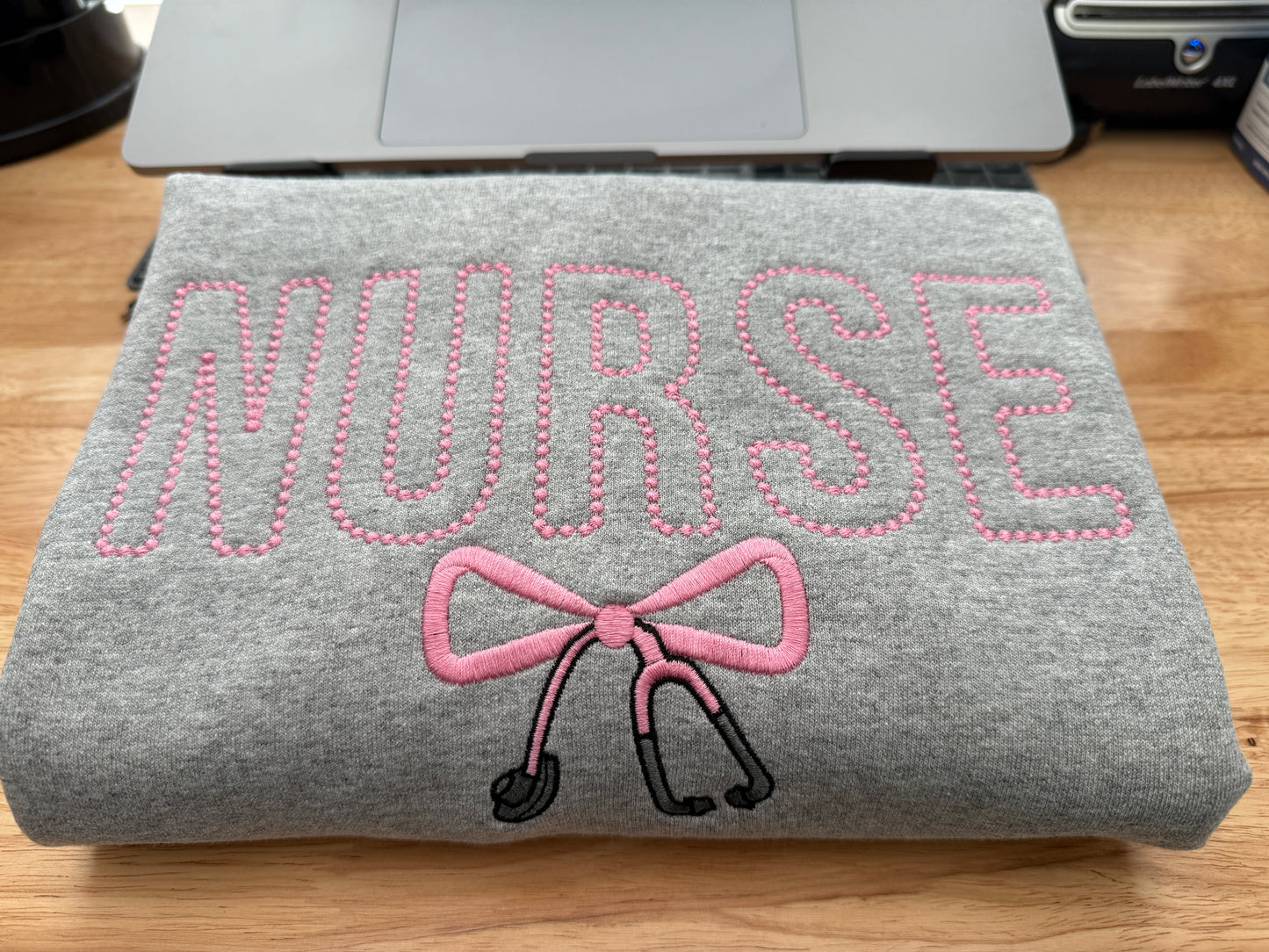 Nurse + Stethoscope Bow | Embroidery | Made-to-Order Apparel