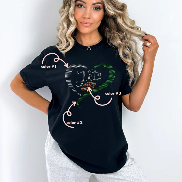 Jets Football Heart Spangle Design