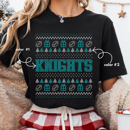 Knights Christmas Sweater Spangle Design