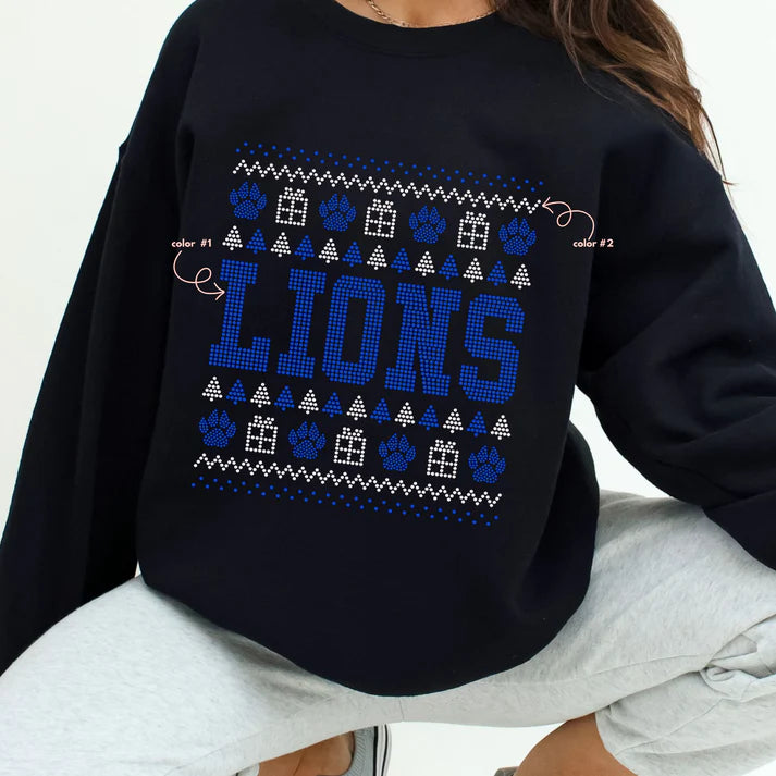 Lions Christmas Sweater Spangle Design