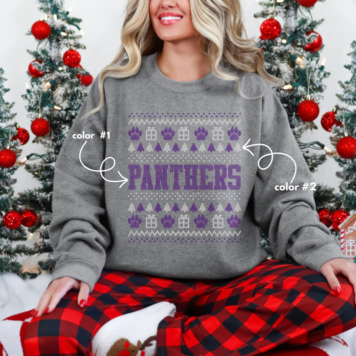 Panthers Christmas Sweater Spangle Design