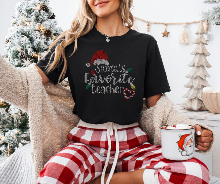 Santa's Favorite Teacher Spangle Design