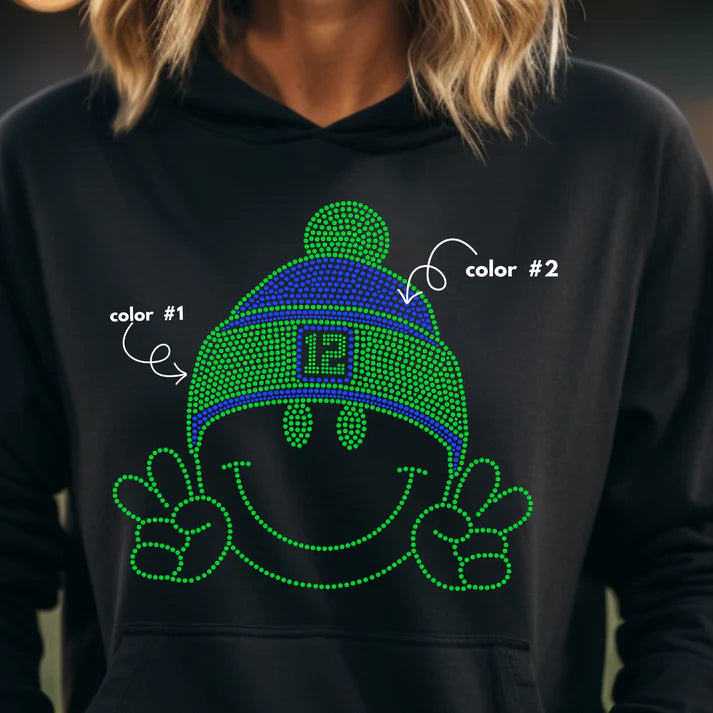 Seattle 12th Man Happy Face Spangle Design