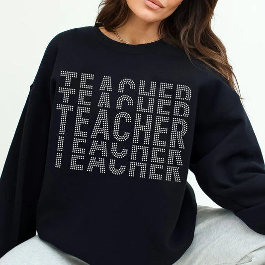 Teacher Stacked Spangle Design