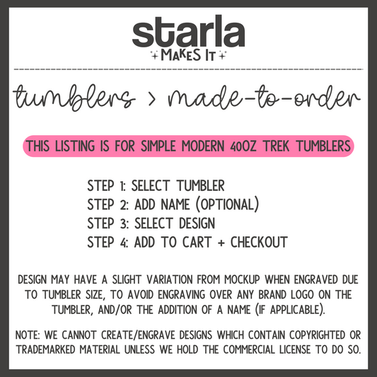 Tumblers Made-to-Order Instructions