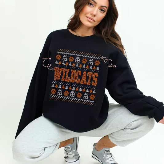 Wildcats Christmas Sweater Spangle Design