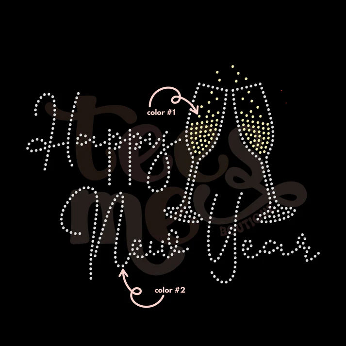 Happy New Year Toast Spangle Design