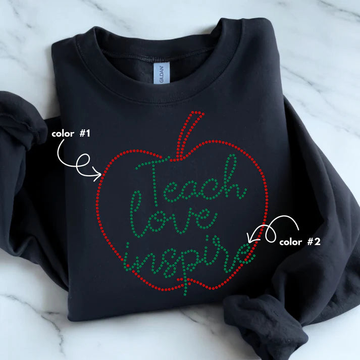 Teach Love Inspire Apple Spangle Design